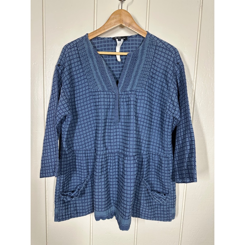 Isabel Marant Etoile Tunic Women 1 Blue Patterned Gauze Peplum V-Neck Top 7598